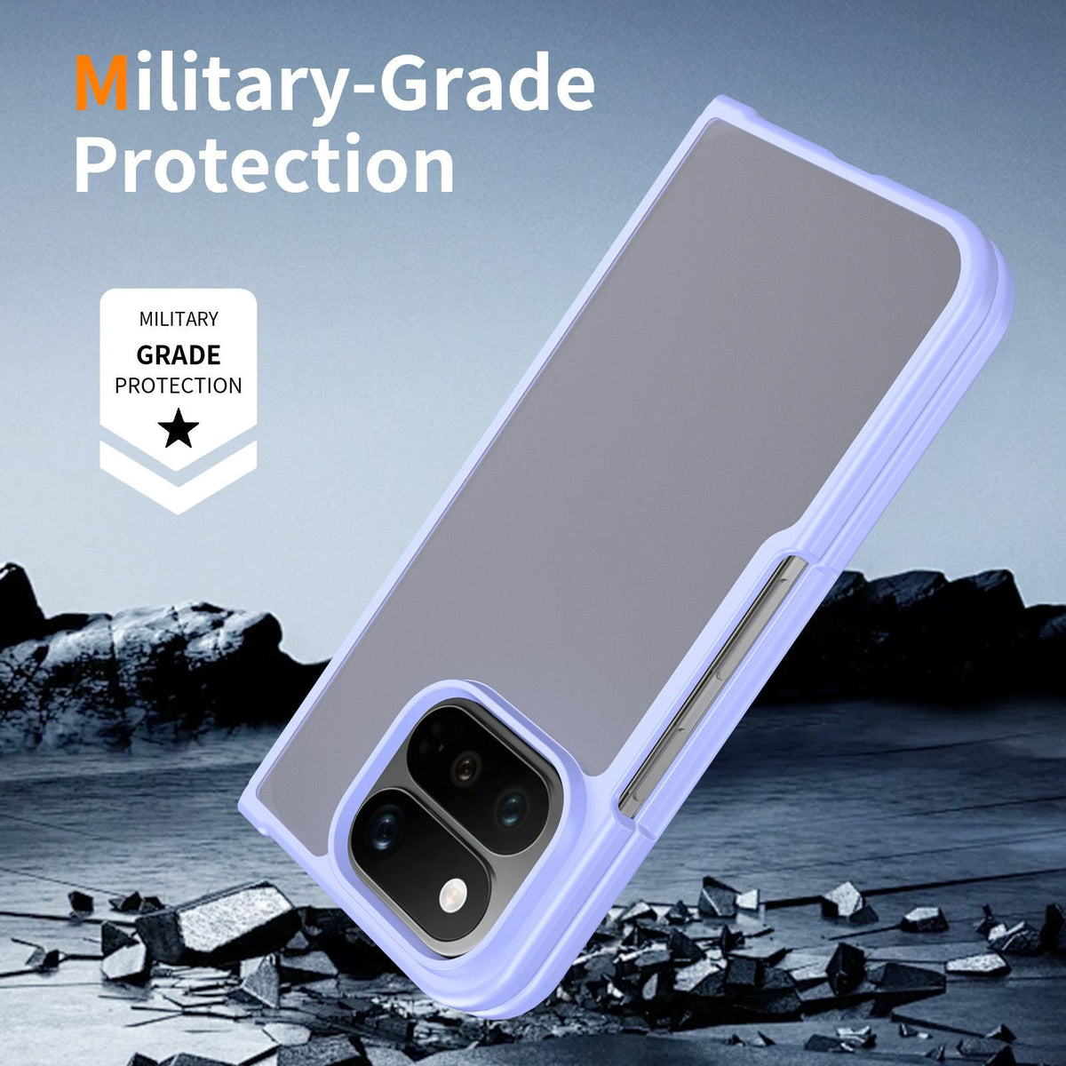 For Google Pixel 11 Pro Fold Skin Feel Contrast Color TPU Hybrid PC Phone Case - Purple - EDA010202601D