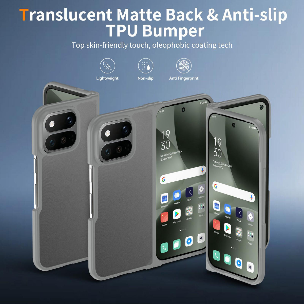 For Google Pixel 11 Pro Fold Skin Feel Contrast Color TPU Hybrid PC Phone Case - Dark Grey - EDA010202601F
