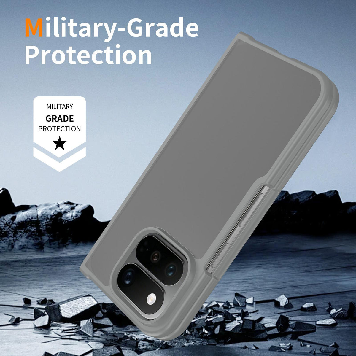 For Google Pixel 11 Pro Fold Skin Feel Contrast Color TPU Hybrid PC Phone Case - Dark Grey - EDA010202601F