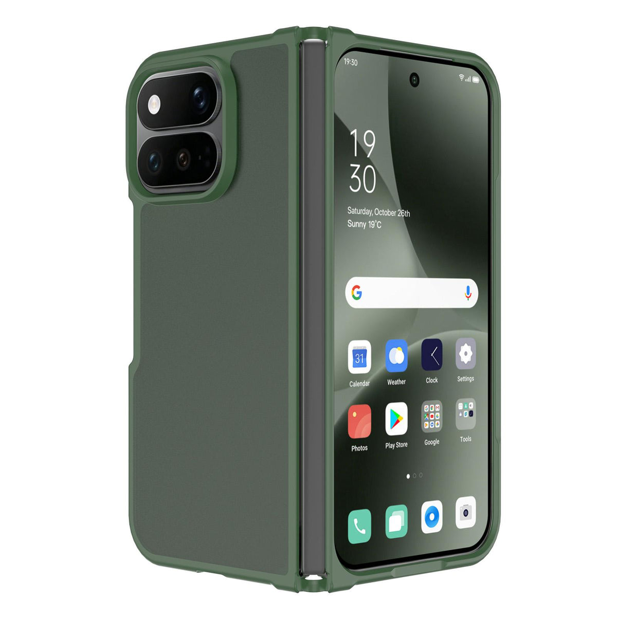 For Google Pixel 11 Pro Fold Skin Feel Contrast Color TPU Hybrid PC Phone Case - Dark Green - EDA010202601G