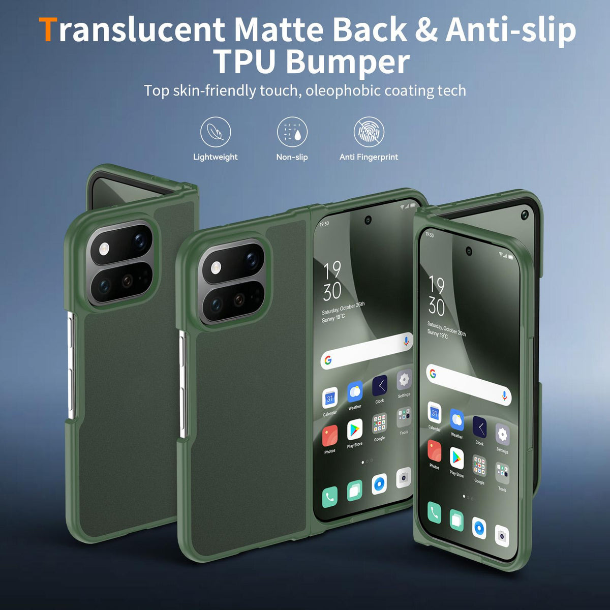 For Google Pixel 11 Pro Fold Skin Feel Contrast Color TPU Hybrid PC Phone Case - Dark Green - EDA010202601G