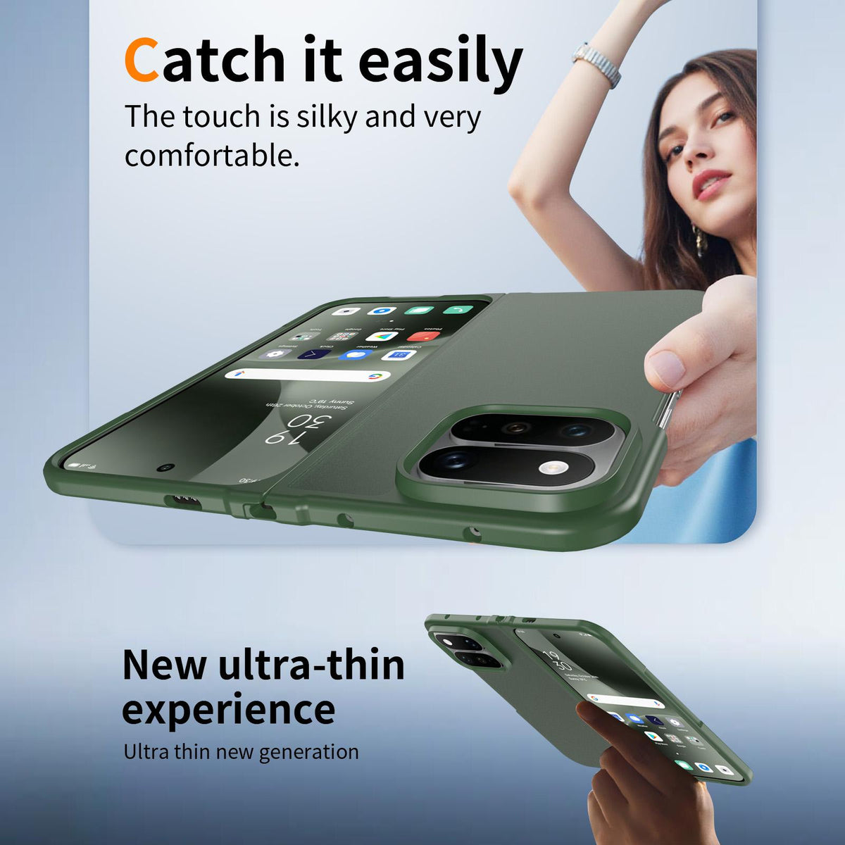 For Google Pixel 11 Pro Fold Skin Feel Contrast Color TPU Hybrid PC Phone Case - Dark Green - EDA010202601G