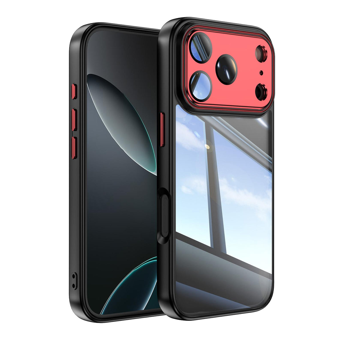 For iPhone 18 Pro Max Acrylic Hybrid TPU Armor Shockproof Phone Case - Black Red - EDA010202901B