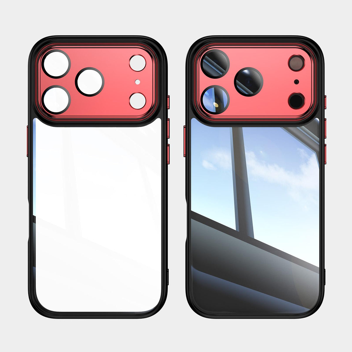 For iPhone 18 Pro Max Acrylic Hybrid TPU Armor Shockproof Phone Case - Black Red - EDA010202901B