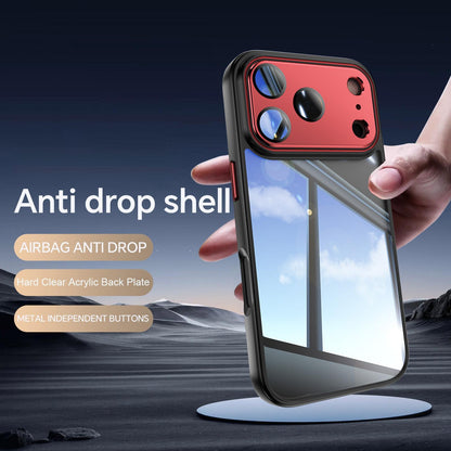 For iPhone 18 Pro Max Acrylic Hybrid TPU Armor Shockproof Phone Case - Black Red - EDA010202901B