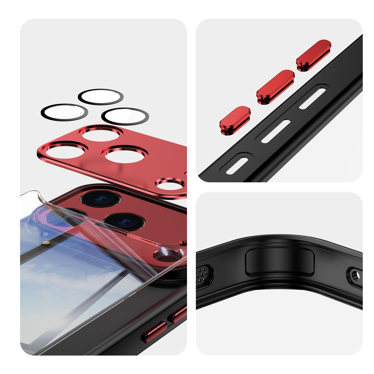 For iPhone 18 Pro Max Acrylic Hybrid TPU Armor Shockproof Phone Case - Black Red - EDA010202901B
