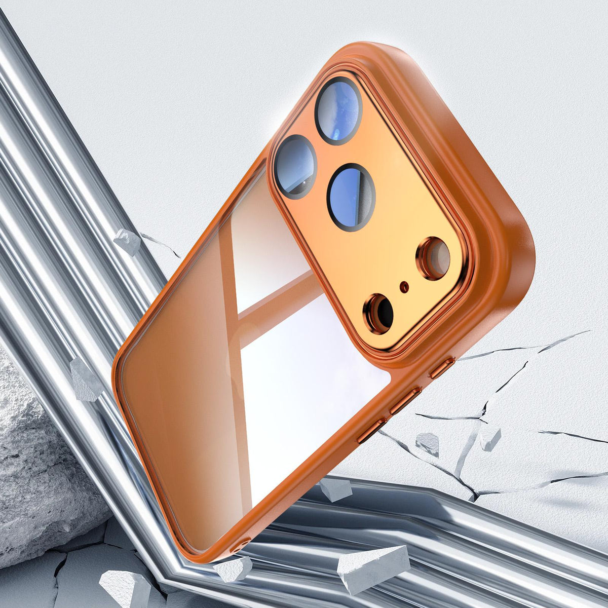 For iPhone 18 Pro Max Acrylic Hybrid TPU Armor Shockproof Phone Case - Orange - EDA010202901C