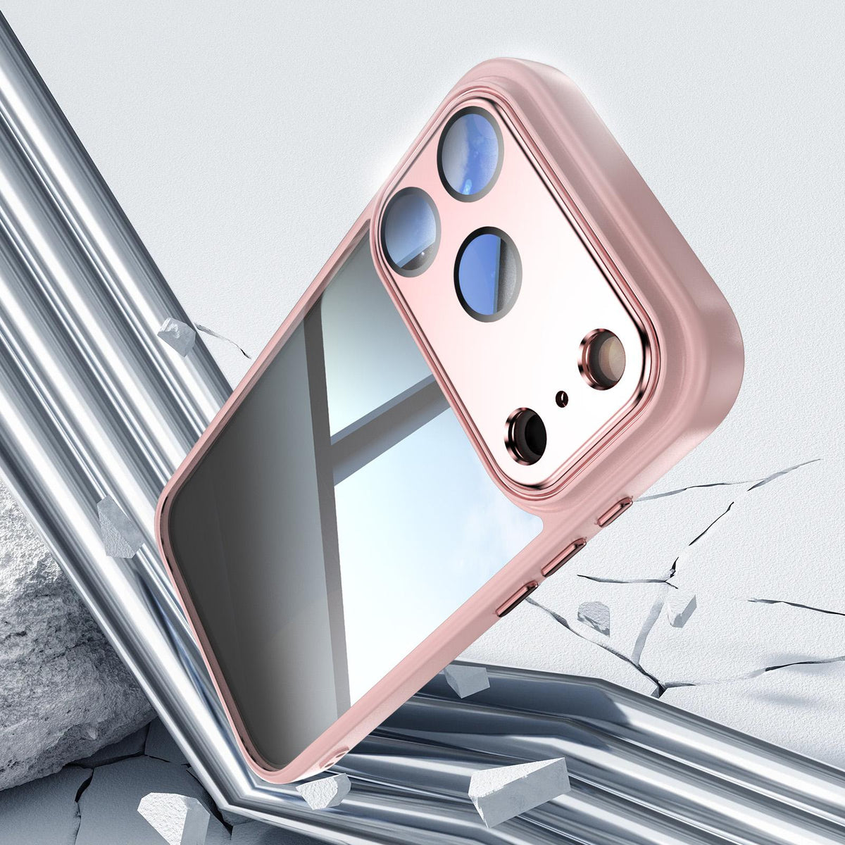 For iPhone 18 Pro Max Acrylic Hybrid TPU Armor Shockproof Phone Case - Pink - EDA010202901D