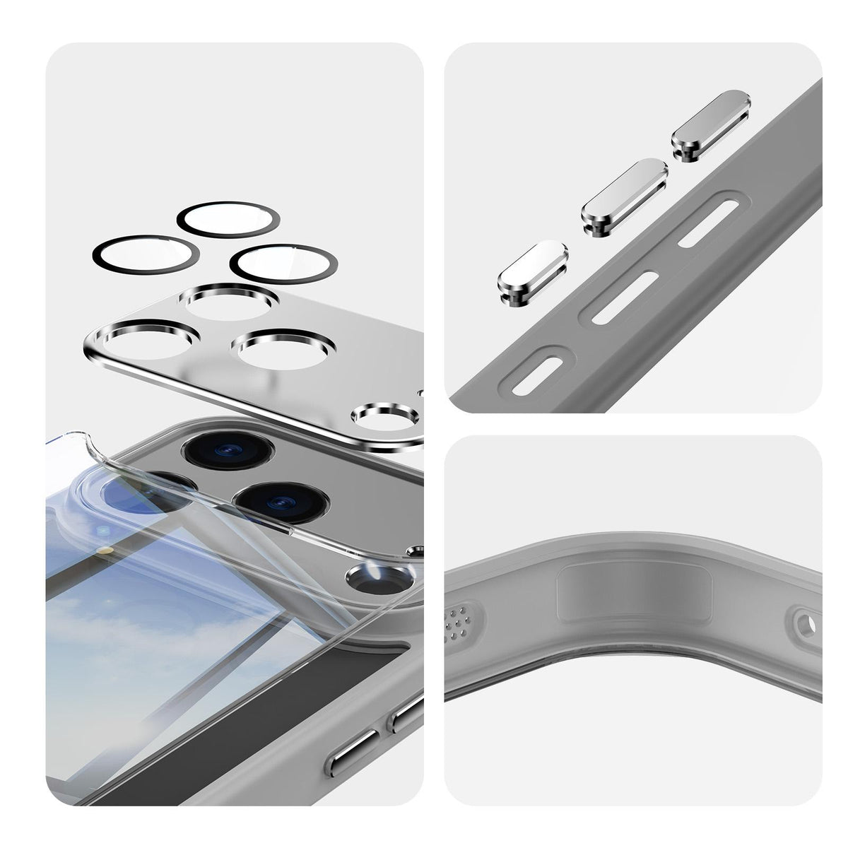 For iPhone 18 Pro Max Acrylic Hybrid TPU Armor Shockproof Phone Case - Grey - EDA010202901E