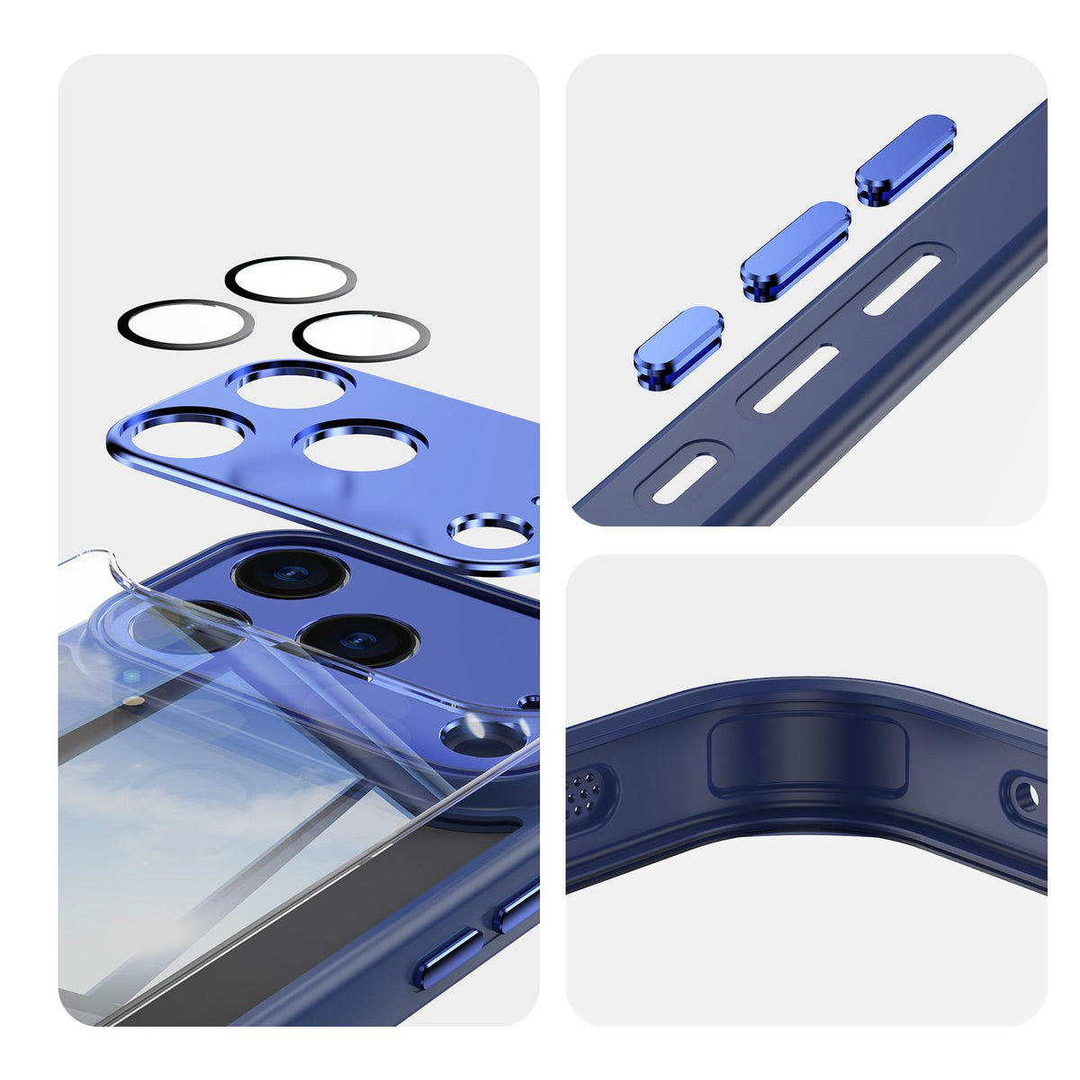 For iPhone 18 Pro Max Acrylic Hybrid TPU Armor Shockproof Phone Case - Blue - EDA010202901F