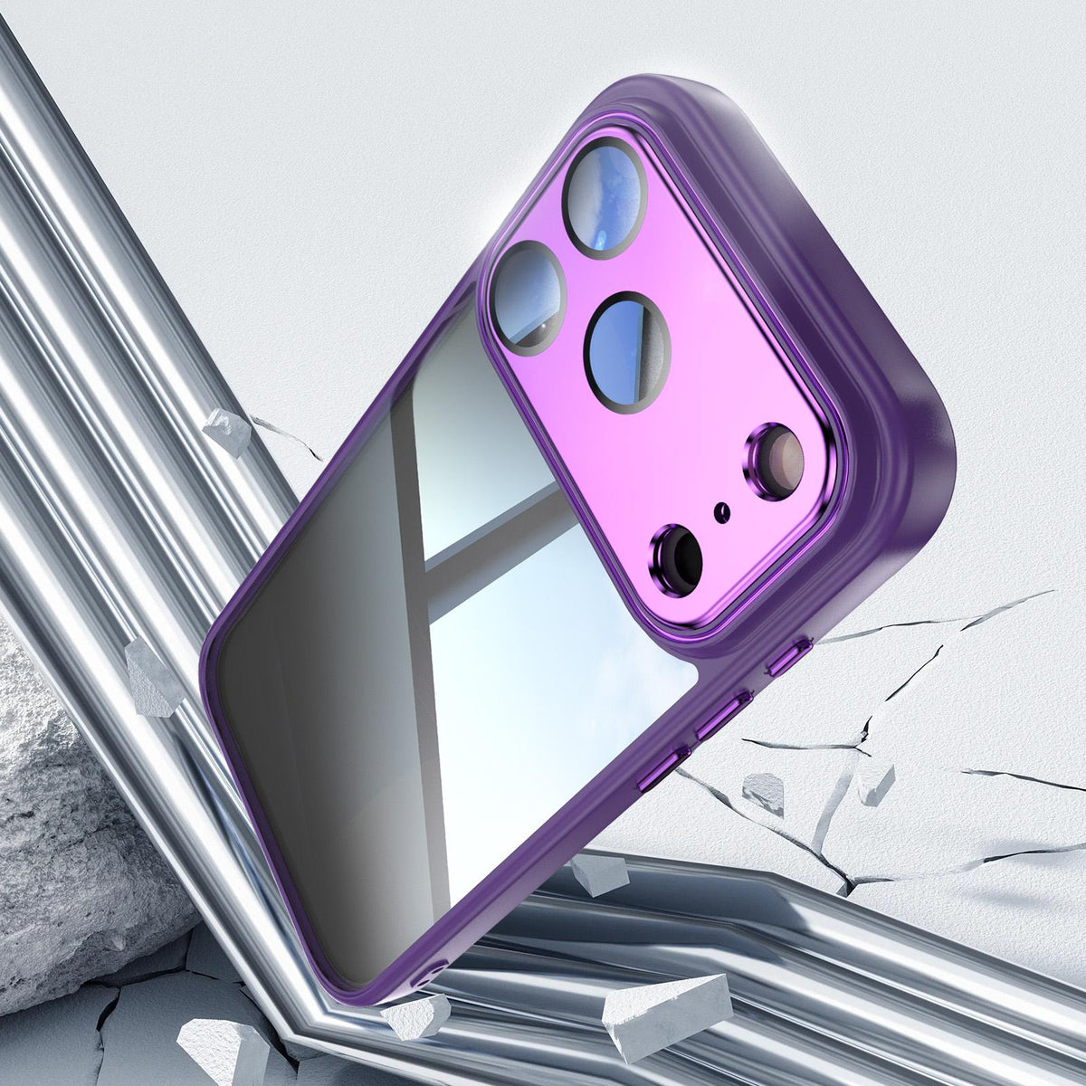For iPhone 18 Pro Max Acrylic Hybrid TPU Armor Shockproof Phone Case - Purple - EDA010202901G
