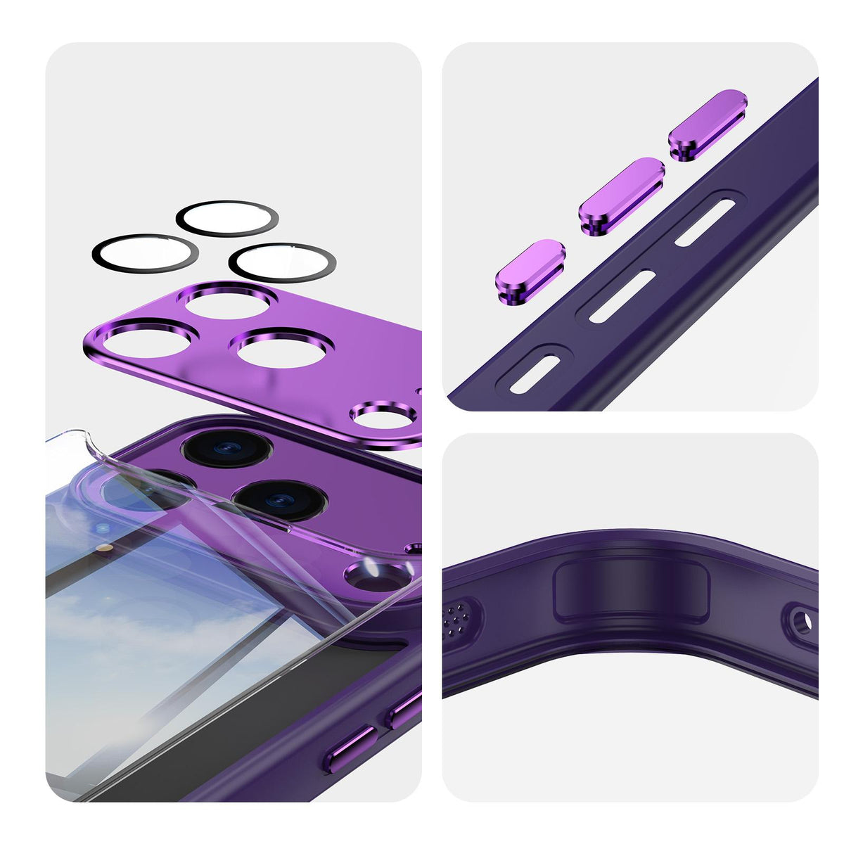 For iPhone 18 Pro Max Acrylic Hybrid TPU Armor Shockproof Phone Case - Purple - EDA010202901G