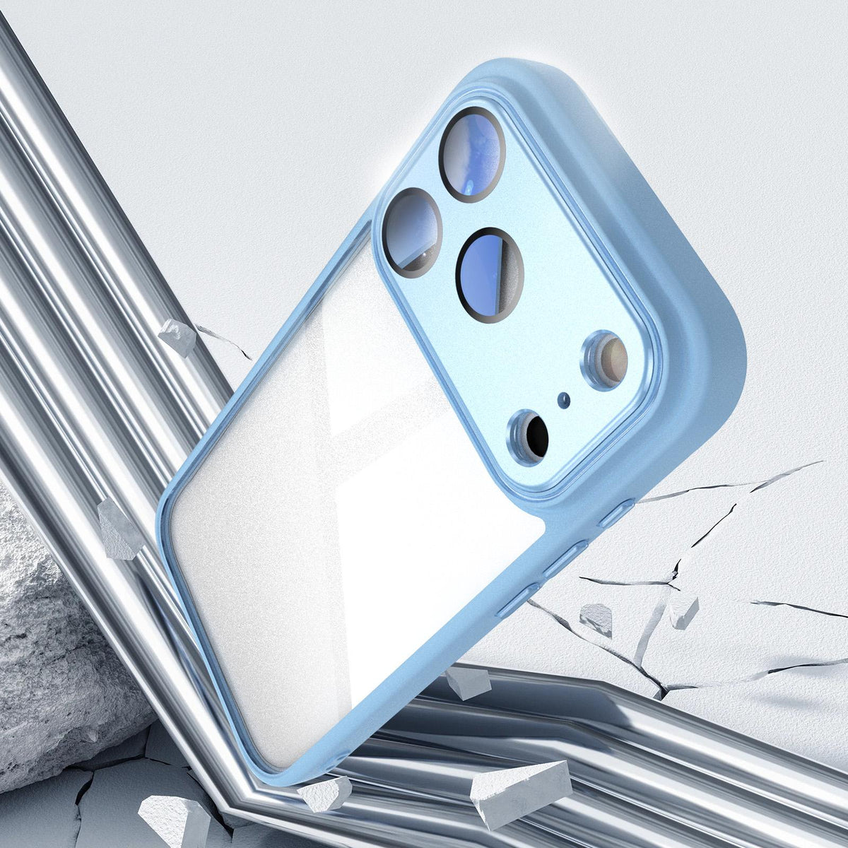 For iPhone 18 Pro Max Acrylic Hybrid TPU Armor Shockproof Phone Case - Sky Blue - EDA010202901I