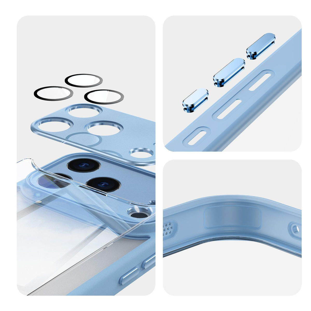 For iPhone 18 Pro Max Acrylic Hybrid TPU Armor Shockproof Phone Case - Sky Blue - EDA010202901I