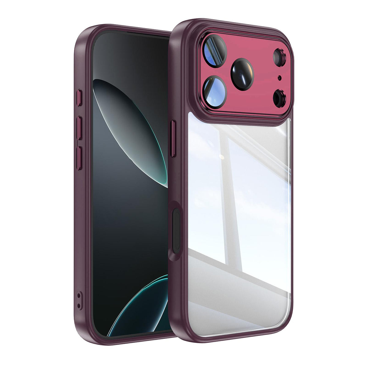 For iPhone 18 Pro Max Acrylic Hybrid TPU Armor Shockproof Phone Case - Dark Cherry - EDA010202901J