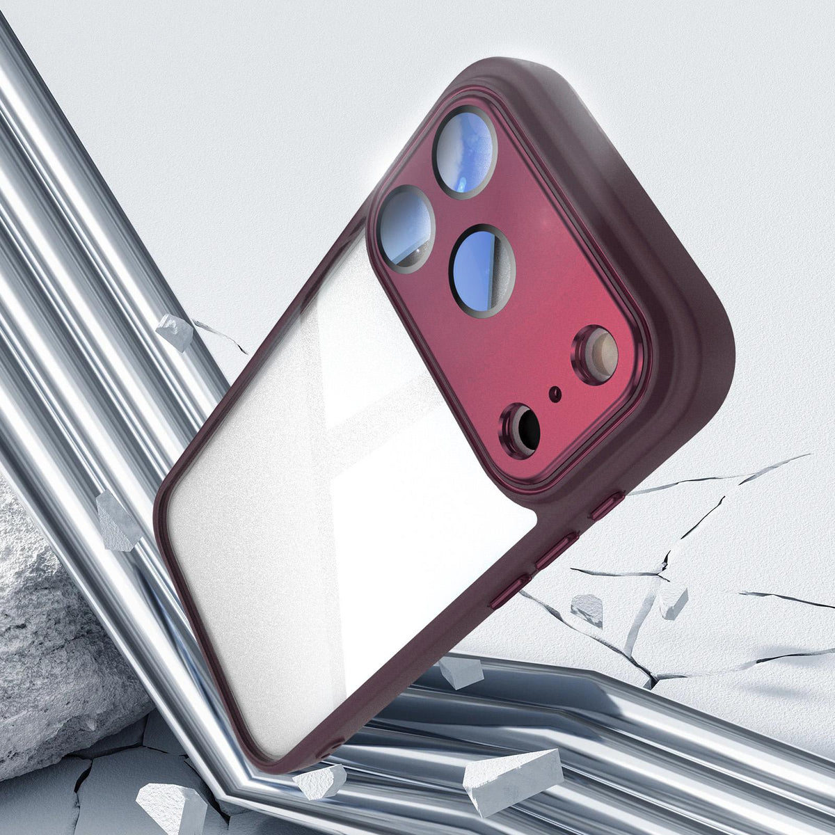 For iPhone 18 Pro Max Acrylic Hybrid TPU Armor Shockproof Phone Case - Dark Cherry - EDA010202901J