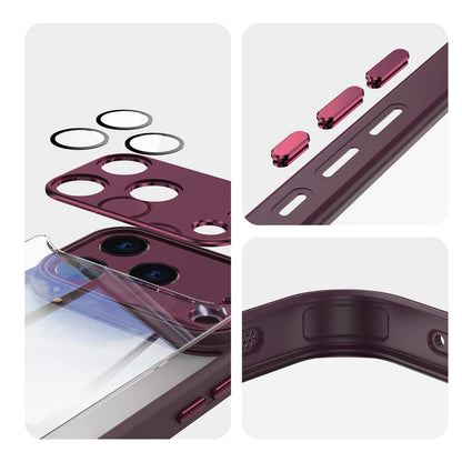 For iPhone 18 Pro Max Acrylic Hybrid TPU Armor Shockproof Phone Case - Dark Cherry - EDA010202901J