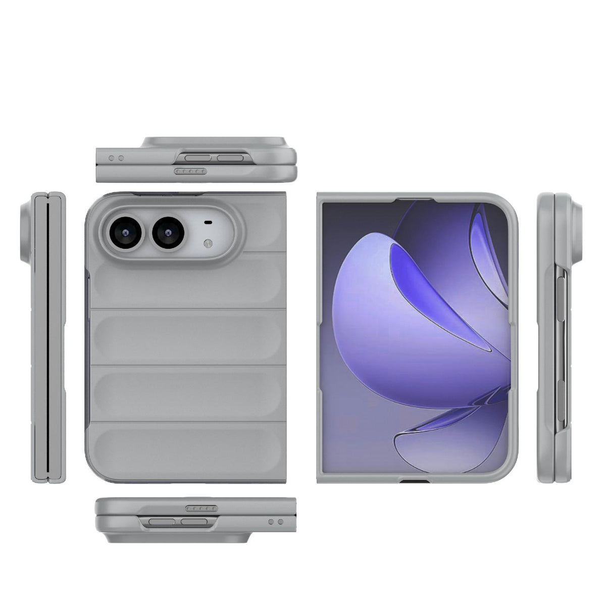 For iPhone Duo Magic Shield Fold PC Shockproof Phone Case - Grey - EDA010203101C