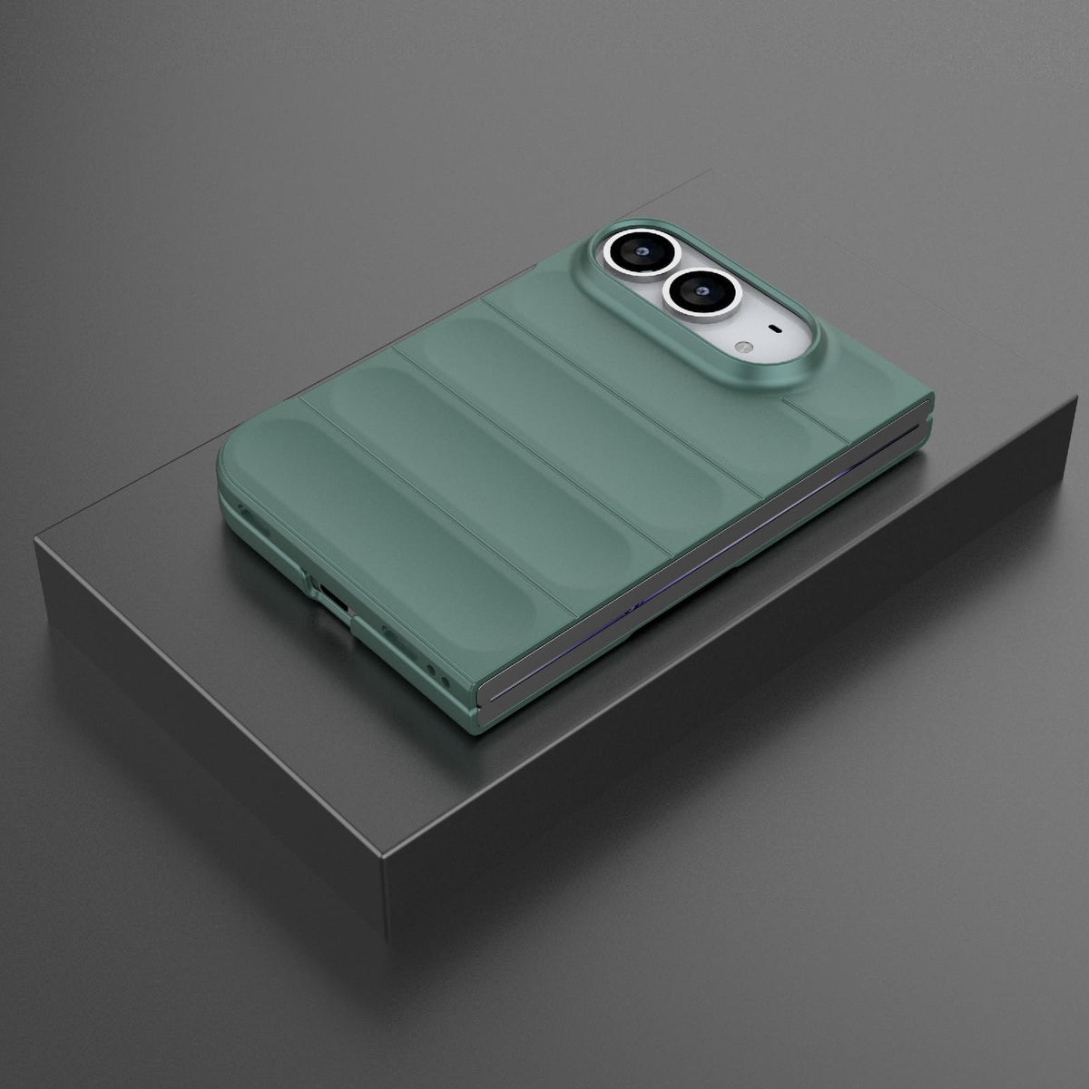 For iPhone Duo Magic Shield Fold PC Shockproof Phone Case - Dark Green - EDA010203101D