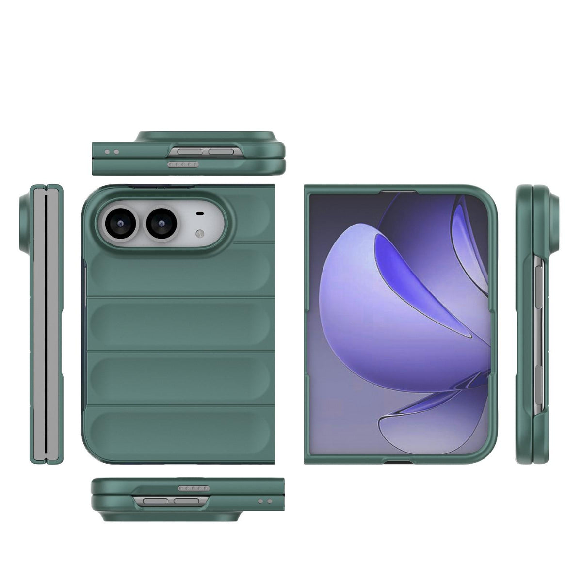 For iPhone Duo Magic Shield Fold PC Shockproof Phone Case - Dark Green - EDA010203101D
