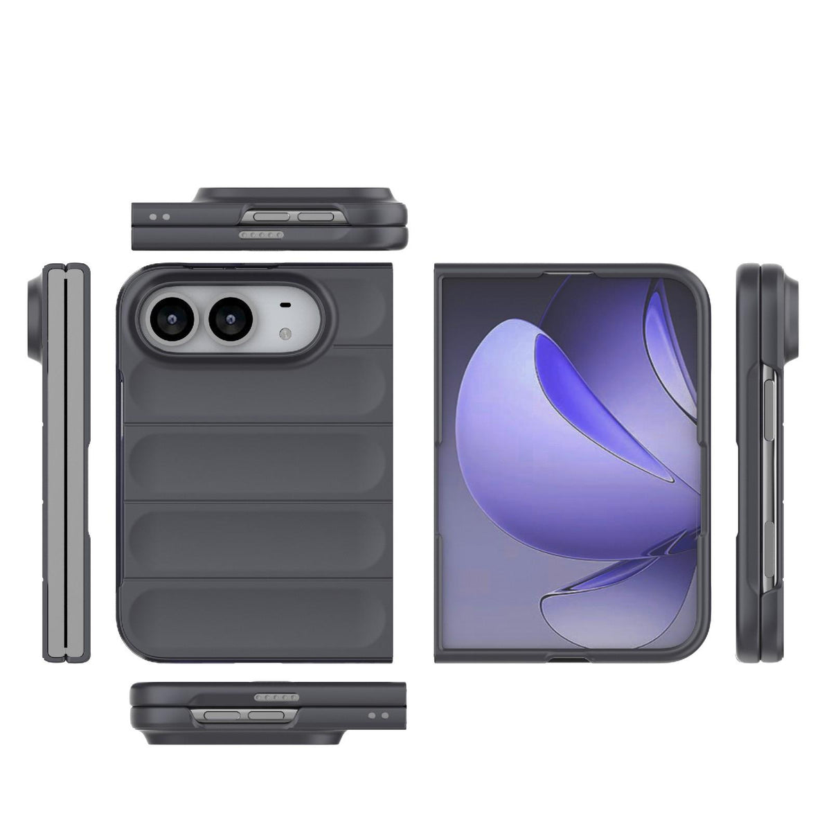For iPhone Duo Magic Shield Fold PC Shockproof Phone Case - Dark Grey - EDA010203101E