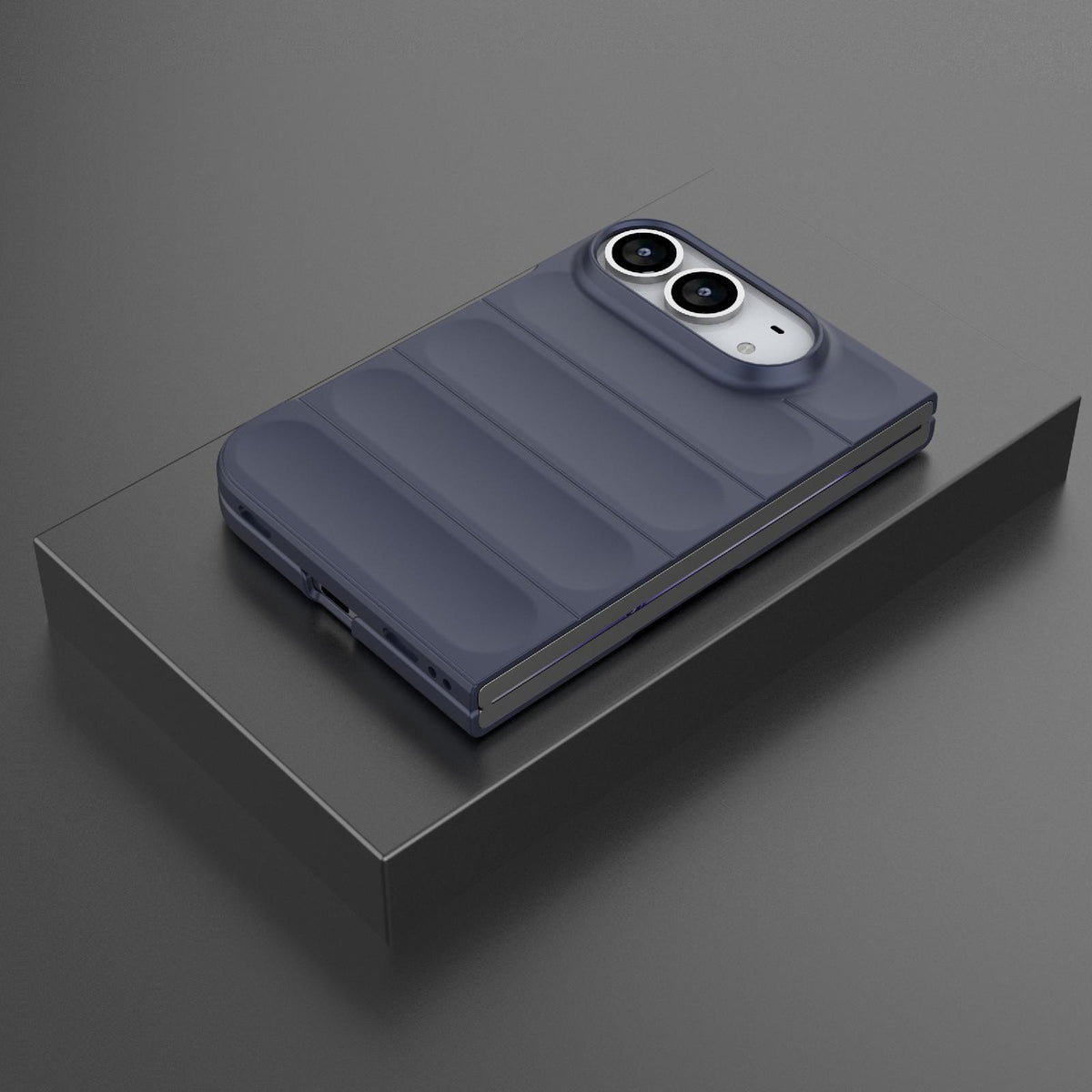 For iPhone Duo Magic Shield Fold PC Shockproof Phone Case - Dark Blue - EDA010203101G