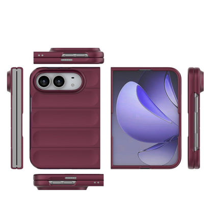 For iPhone Duo Magic Shield Fold PC Shockproof Phone Case - Wine Red - EDA010203101I