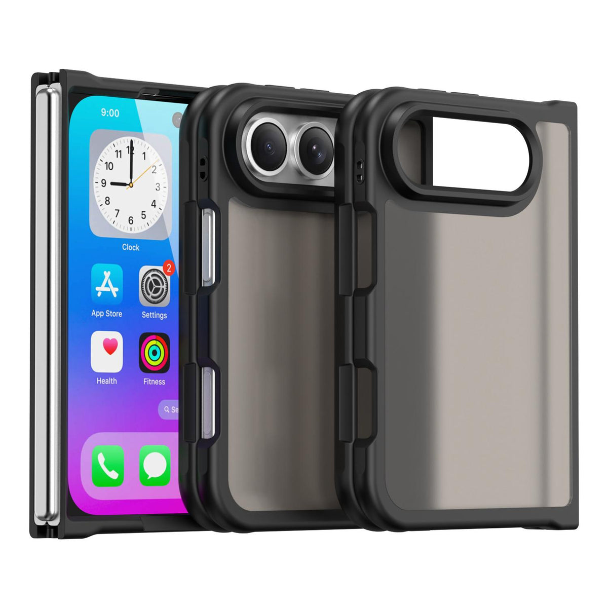 For iPhone Duo Fan Dun Series TPU Hybrid PC Frosted Phone Case - Black - EDA010203901A