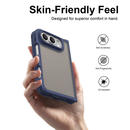 For iPhone Duo Fan Dun Series TPU Hybrid PC Frosted Phone Case - Blue - EDA010203901B