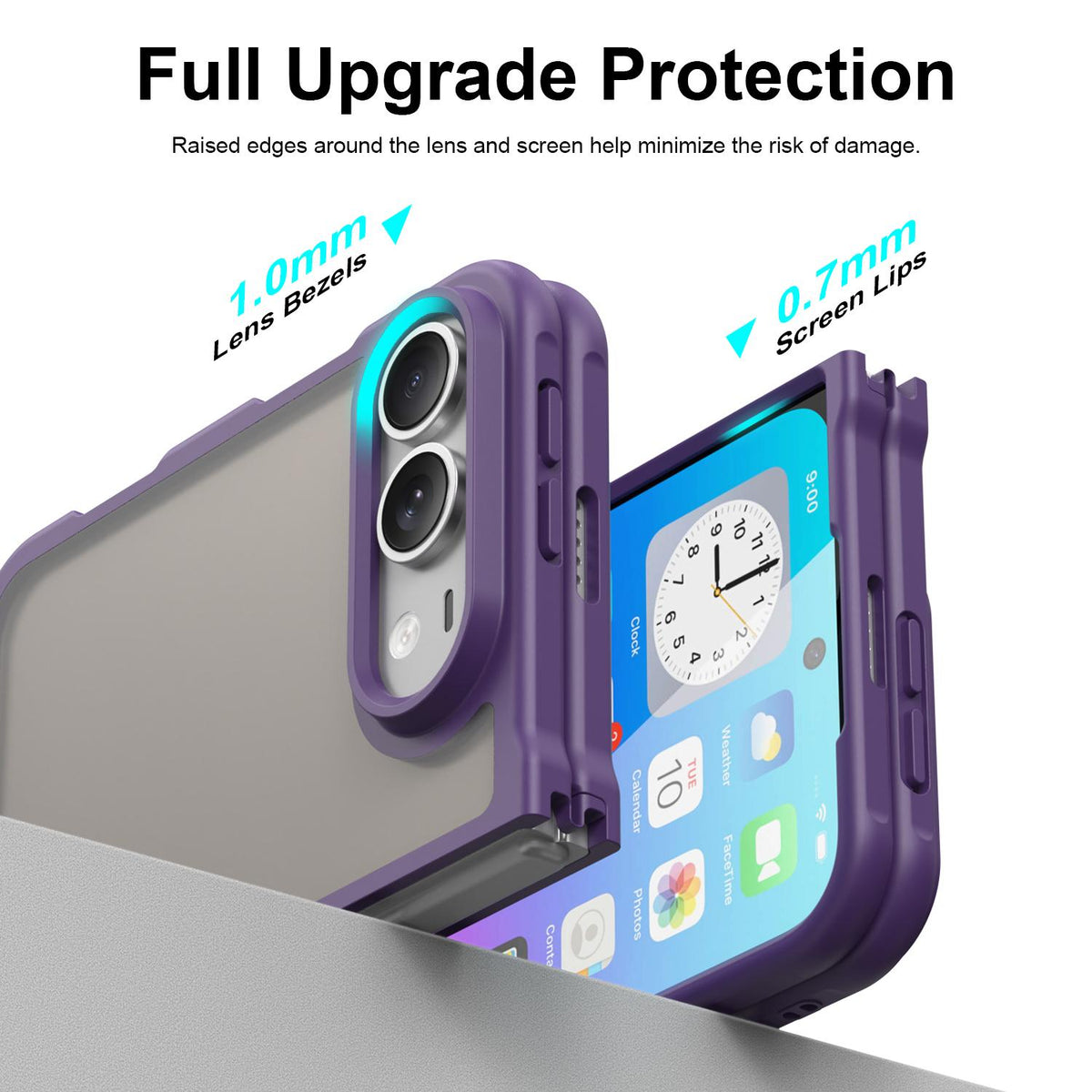 For iPhone Duo Fan Dun Series TPU Hybrid PC Frosted Phone Case - Purple - EDA010203901D