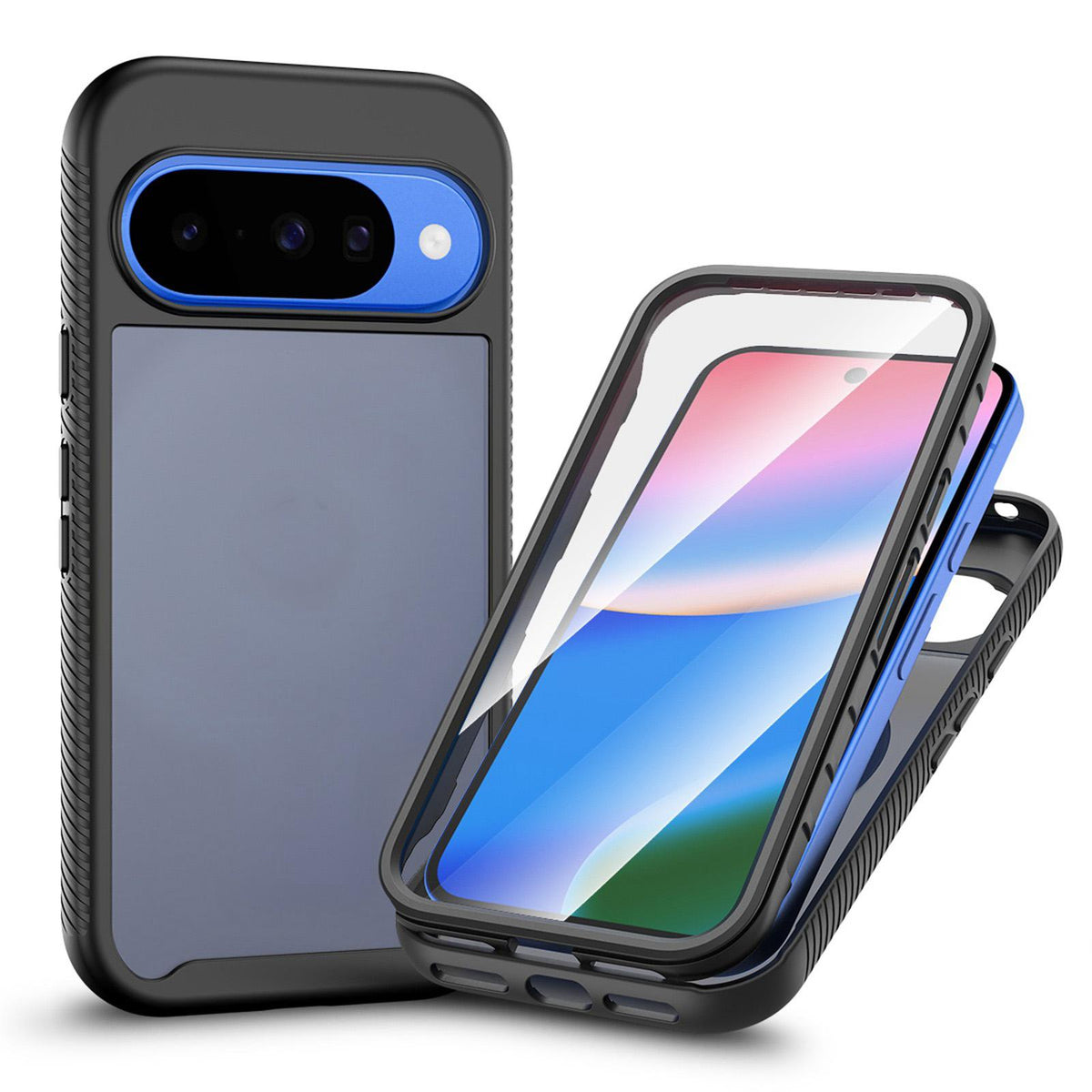 For Google Pixel 11 Pro XL Starry Sky Matte Two-Tone TPU Hybrid PC Phone Case with Screen Protector - Black - EDA010204001A
