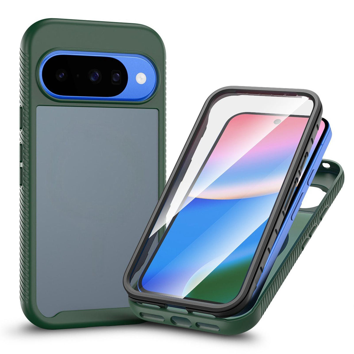 For Google Pixel 11 Pro XL Starry Sky Matte Two-Tone TPU Hybrid PC Phone Case with Screen Protector - Green - EDA010204001C