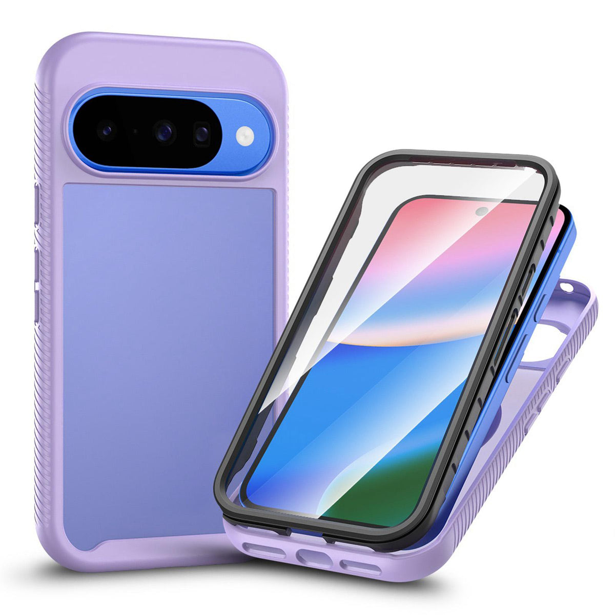 For Google Pixel 11 Pro XL Starry Sky Matte Two-Tone TPU Hybrid PC Phone Case with Screen Protector - Purple - EDA010204001D