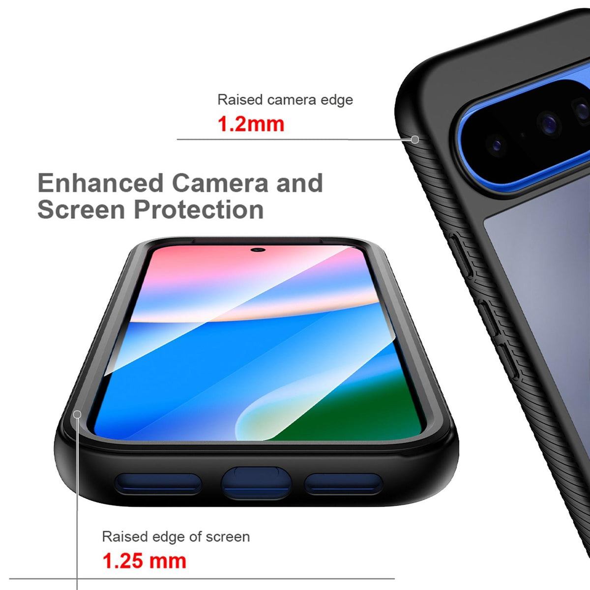For Google Pixel 11 Pro XL Starry Sky Matte Two-Tone TPU Hybrid PC Phone Case with Screen Protector - Matte Transparent - EDA010204001E