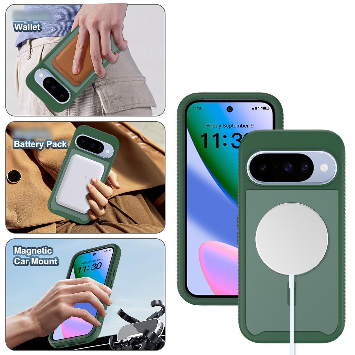 For Google Pixel 11 / 11 Pro Starry Sky Matte Magnetic TPU Hybrid PC Phone Case - Green - EDA010204202C