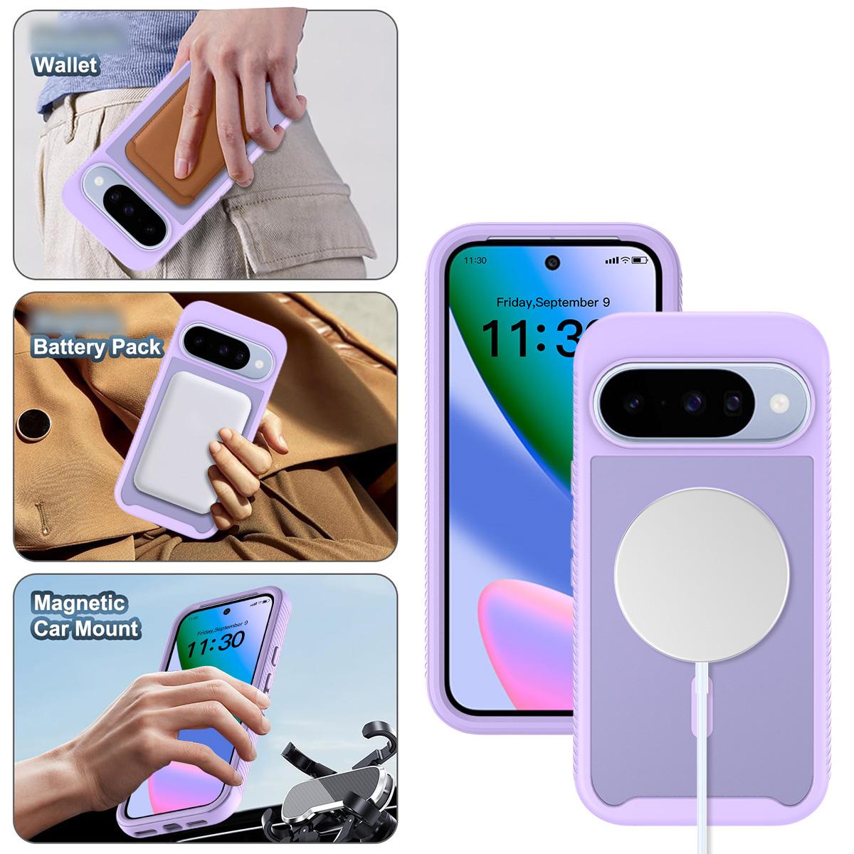 For Google Pixel 11 / 11 Pro Starry Sky Matte Magnetic TPU Hybrid PC Phone Case - Purple - EDA010204202D