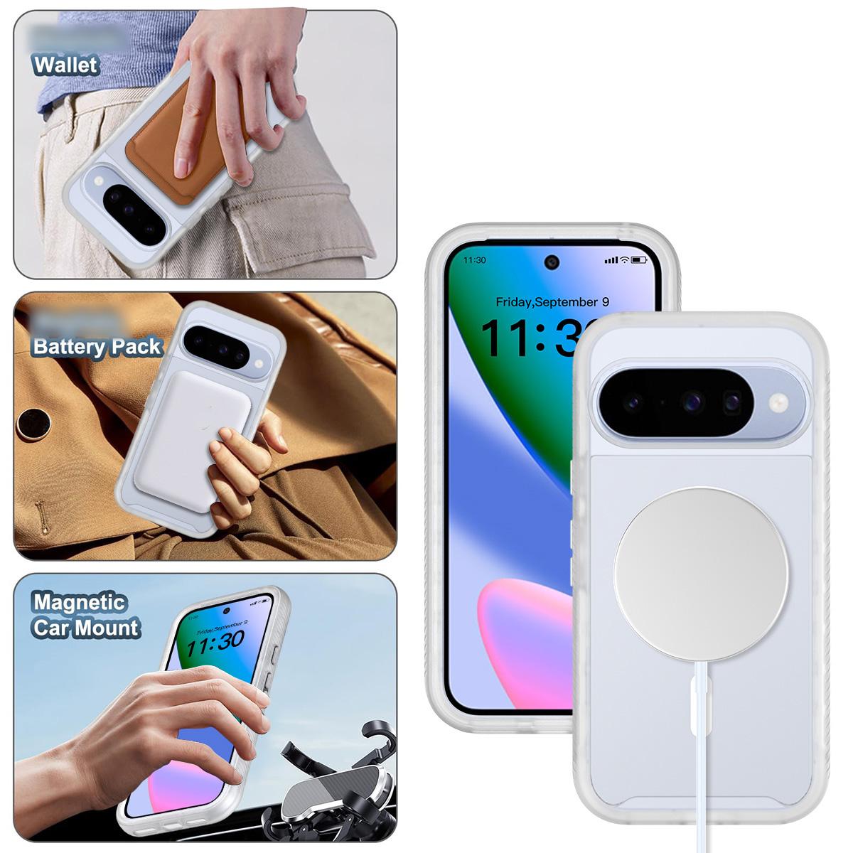 For Google Pixel 11 / 11 Pro Starry Sky Matte Magnetic TPU Hybrid PC Phone Case - Matte Transparent - EDA010204202E