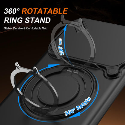 For Honor 600 / 600 Pro Global Camera Sliding Shield Magnetic Rotation Holder Phone Case - Black - EDA010204401A