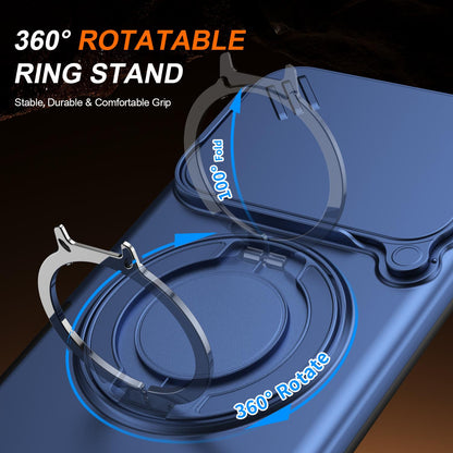 For Honor 600 / 600 Pro Global Camera Sliding Shield Magnetic Rotation Holder Phone Case - Blue - EDA010204401B