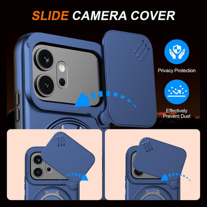 For Honor 600 / 600 Pro Global Camera Sliding Shield Magnetic Rotation Holder Phone Case - Blue - EDA010204401B