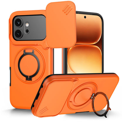For Honor 600 / 600 Pro Global Camera Sliding Shield Magnetic Rotation Holder Phone Case - Orange - EDA010204401C