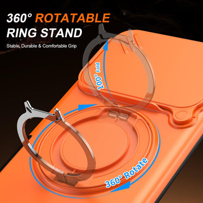 For Honor 600 / 600 Pro Global Camera Sliding Shield Magnetic Rotation Holder Phone Case - Orange - EDA010204401C