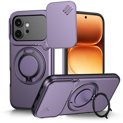For Honor 600 / 600 Pro Global Camera Sliding Shield Magnetic Rotation Holder Phone Case - Purple - EDA010204401D