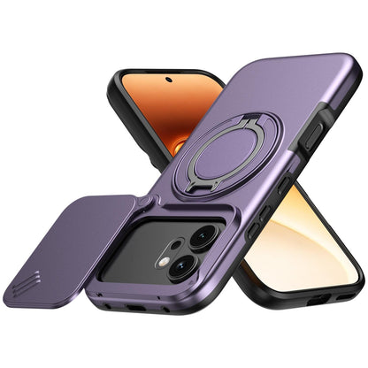 For Honor 600 / 600 Pro Global Camera Sliding Shield Magnetic Rotation Holder Phone Case - Purple - EDA010204401D