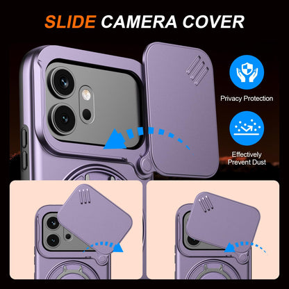 For Honor 600 / 600 Pro Global Camera Sliding Shield Magnetic Rotation Holder Phone Case - Purple - EDA010204401D