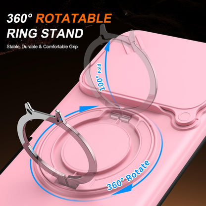 For Honor 600 / 600 Pro Global Camera Sliding Shield Magnetic Rotation Holder Phone Case - Pink - EDA010204401E