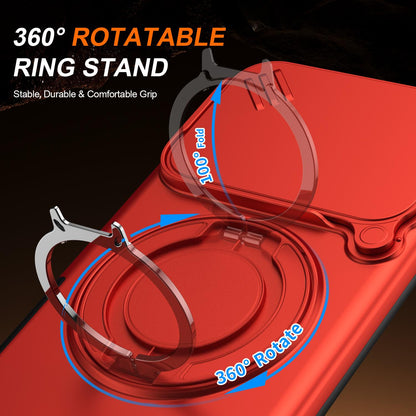 For Honor 600 / 600 Pro Global Camera Sliding Shield Magnetic Rotation Holder Phone Case - Red - EDA010204401F