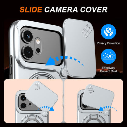 For Honor 600 / 600 Pro Global Camera Sliding Shield Magnetic Rotation Holder Phone Case - Silver - EDA010204401G