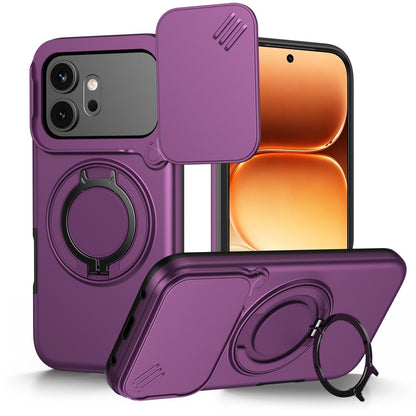 For Honor 600 / 600 Pro Global Camera Sliding Shield Magnetic Rotation Holder Phone Case - Cherry Red - EDA010204401H