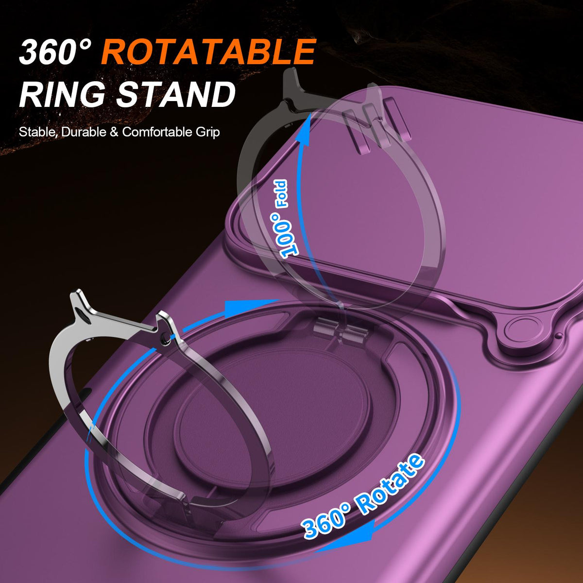 For Honor 600 / 600 Pro Global Camera Sliding Shield Magnetic Rotation Holder Phone Case - Cherry Red - EDA010204401H